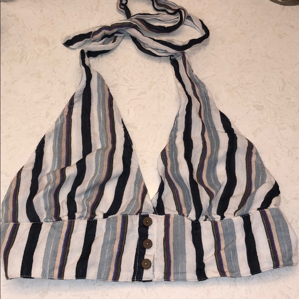 Striped halter crop top